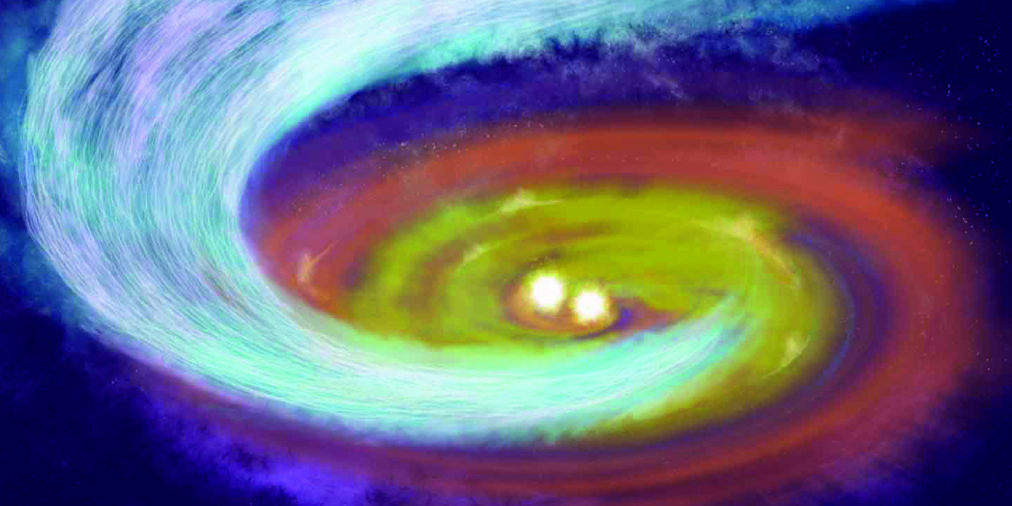 Artist's interpretation of a star-forming nursery shaped by magnetic fields